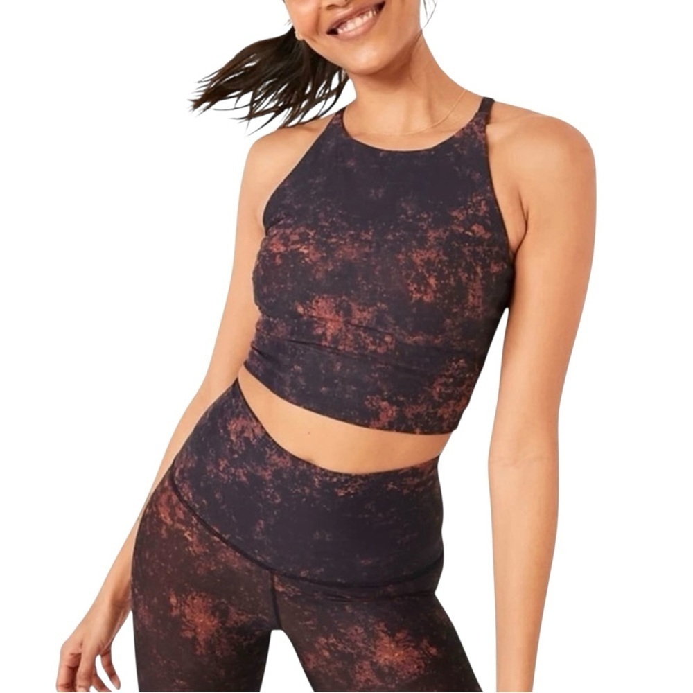 Old Navy Active Light Support PowerSoft Longline Sports Bra Red & Black NWT M